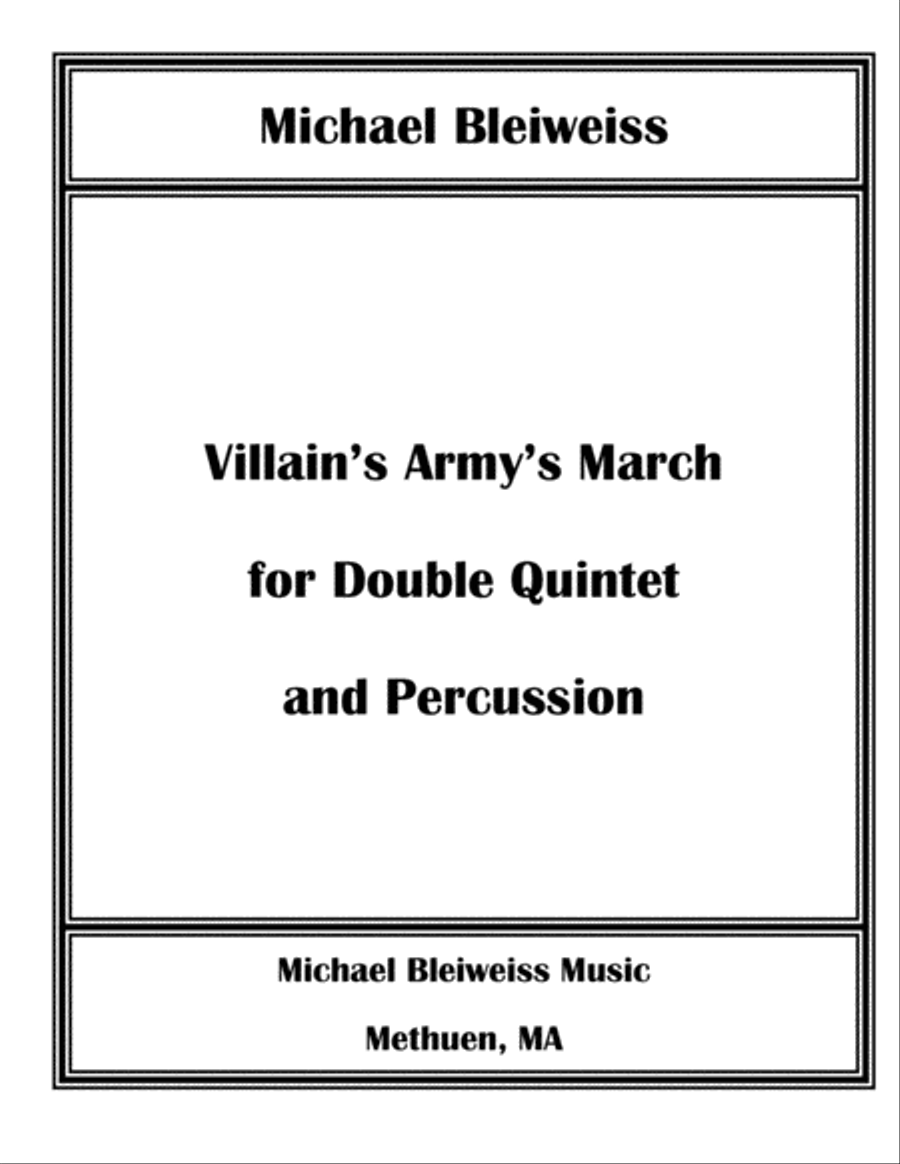 Villain's Army's March for Combined Woodwind and Brass Quintets and Drum Set - Conductor's Score Small Ensemble scores gallery preview page 1