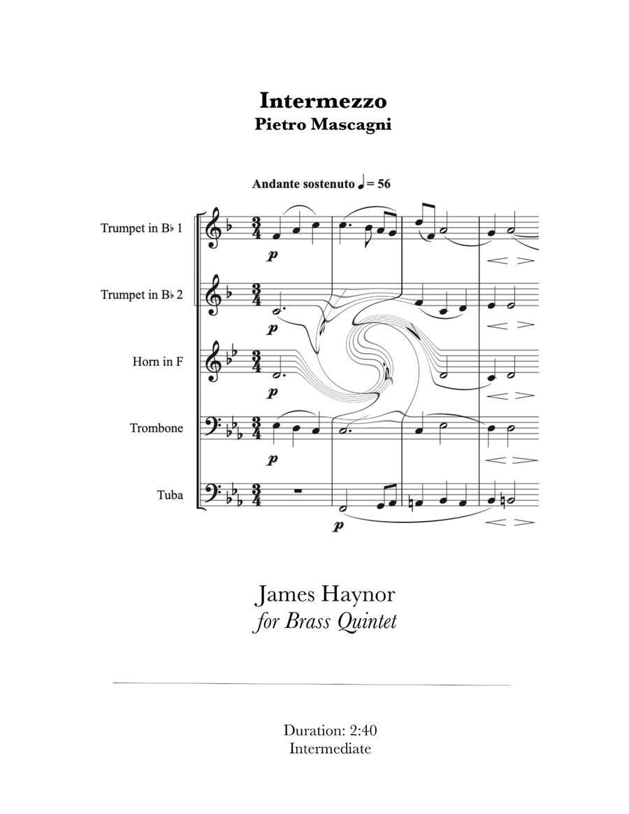 Intermezzo from Cavalleria Rusticana for Brass Quintet Brass Quintet scores gallery preview page 1