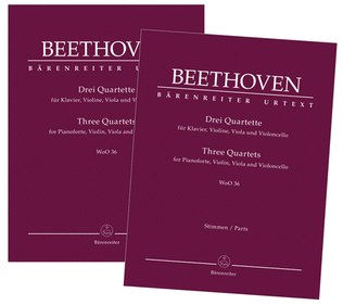 Book cover for Three Quartets for Pianoforte, Violin, Viola and Violoncello WoO 36
