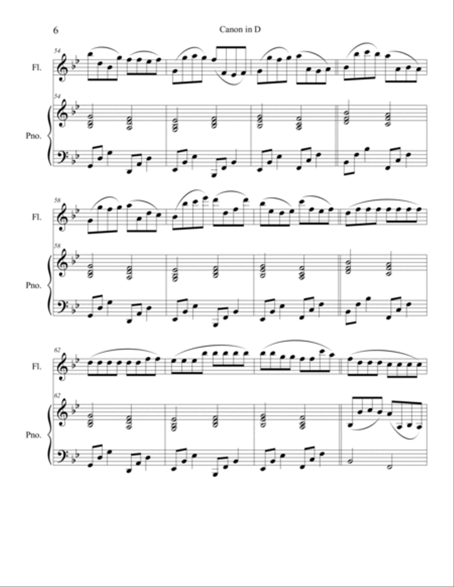 Canon in D for Flute and Piano Flute Solo scores gallery preview page 6