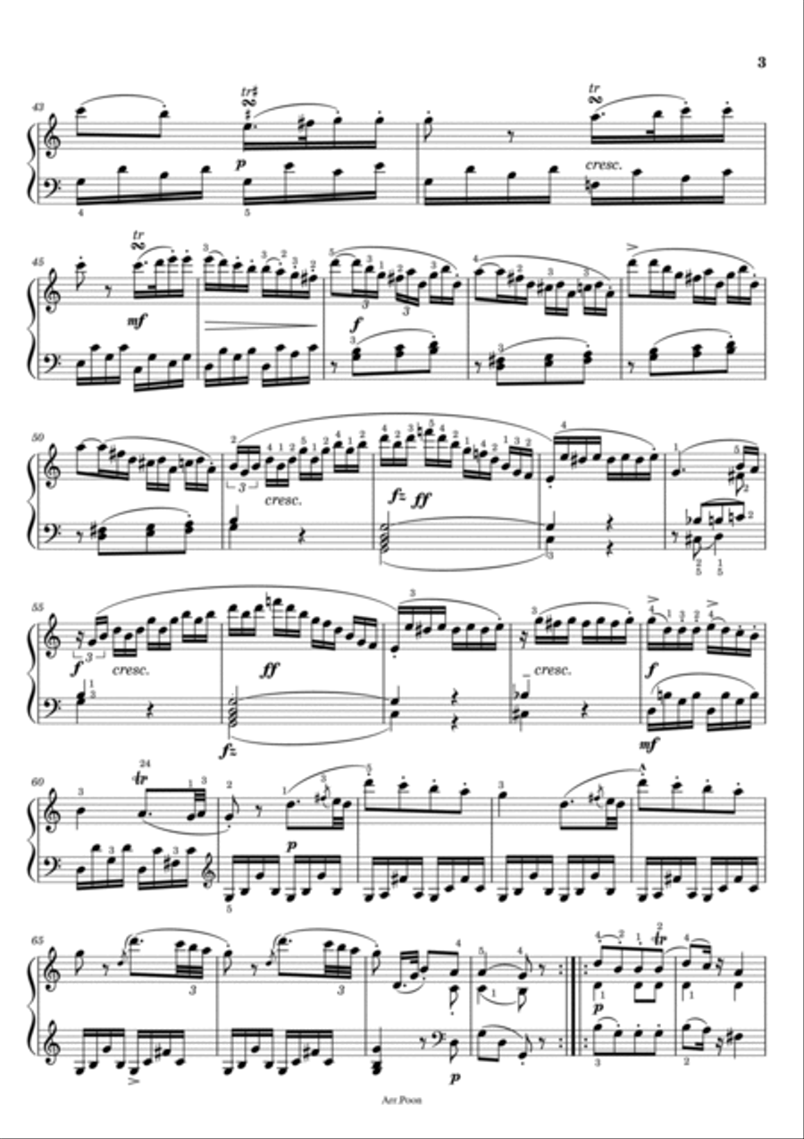 Mozart - Piano Sonata No.10 in C major, K.330/300h - 3rd Mov - Original With Fingered Piano Solo scores gallery preview page 3