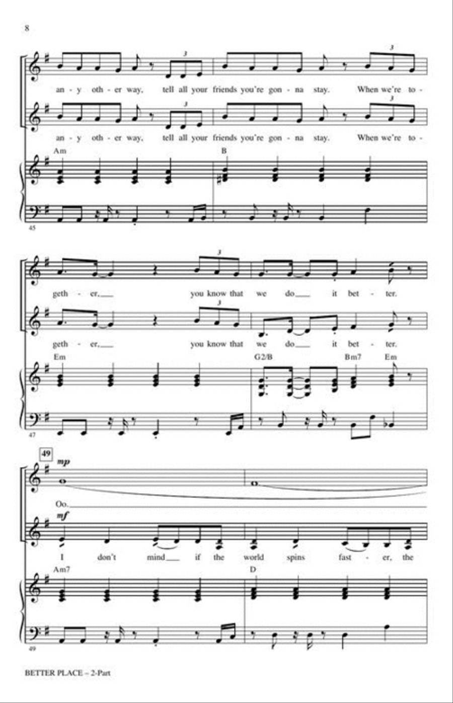 Better Place (from Trolls Band Together) 2-Part scores gallery preview page 5