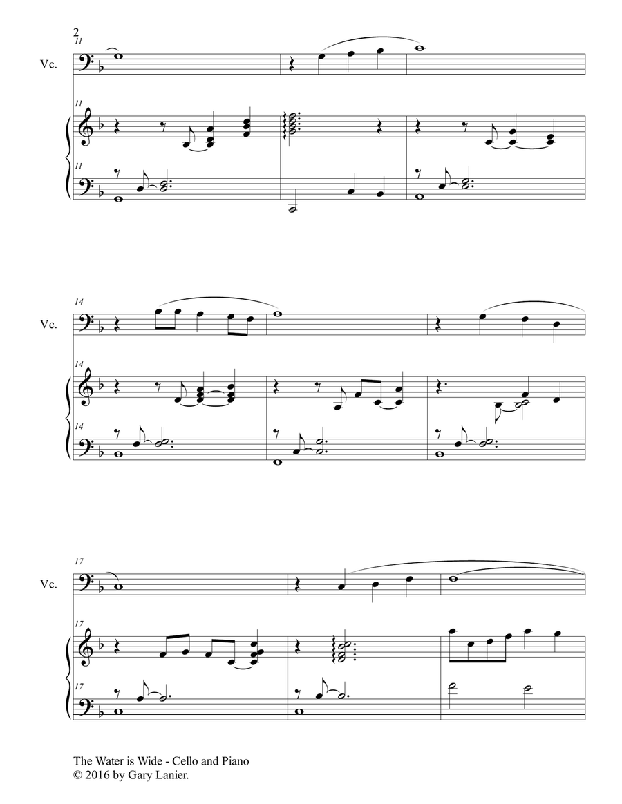 Gary Lanier: 3 Inspiring Hymn Tunes (Duets for Cello & Piano) Piano scores gallery preview page 3