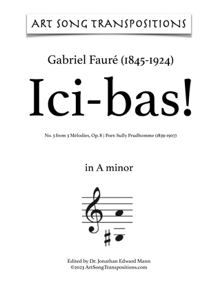 Book cover for FAURÉ: Ici-bas! Op. 8 no. 3 (transposed to A minor)