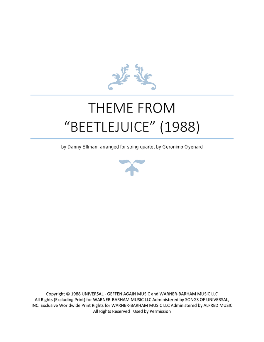 Beetlejuice (main Theme) String Quartet scores gallery preview page 1