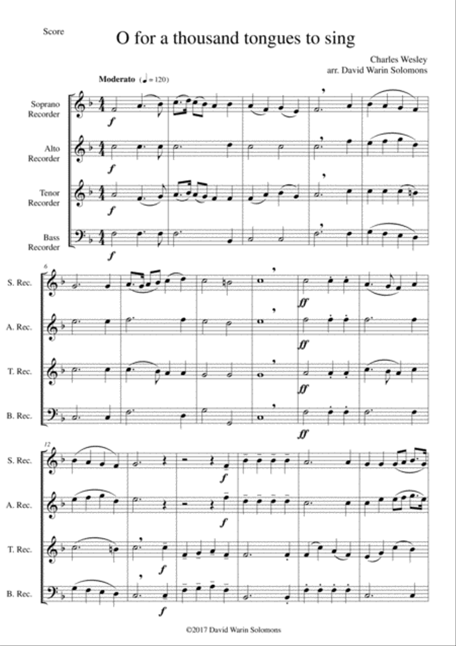 7 Songs of Glory for recorder quartet Soprano Recorder scores gallery preview page 1