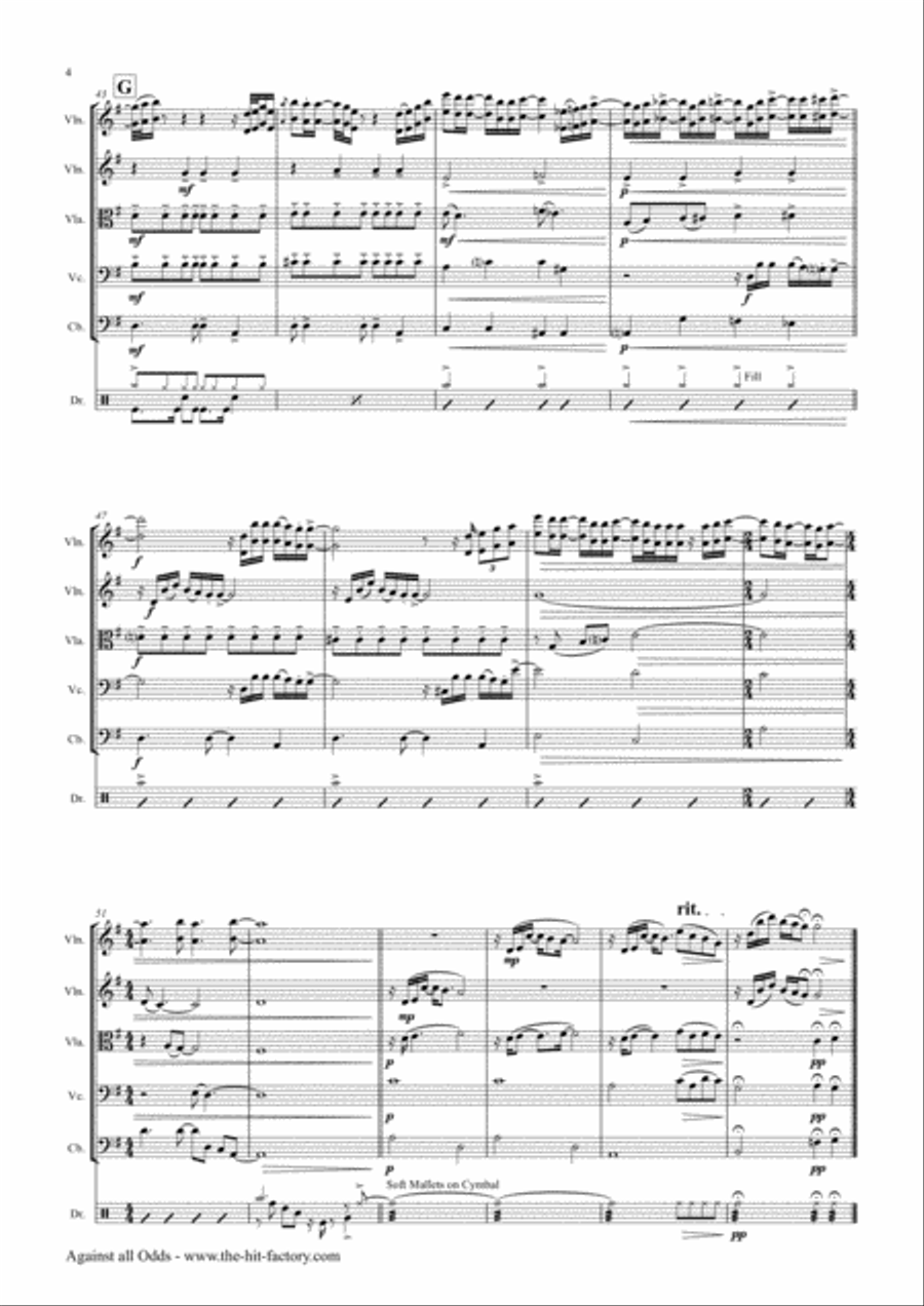 Against All Odds (take A Look At Me Now) String Quintet scores gallery preview page 4