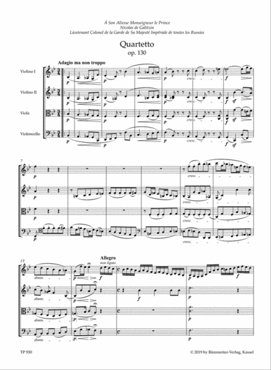 String Quartet in B-flat major, op. 130 String Quartet scores gallery preview page 2