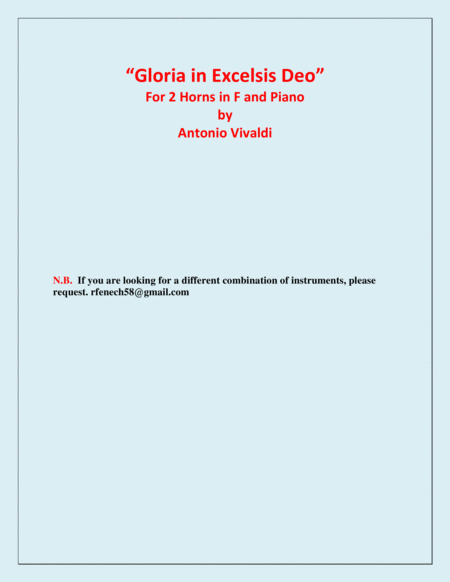 Gloria in Excelsis Deo - for 2 Horns in F and Piano image number null