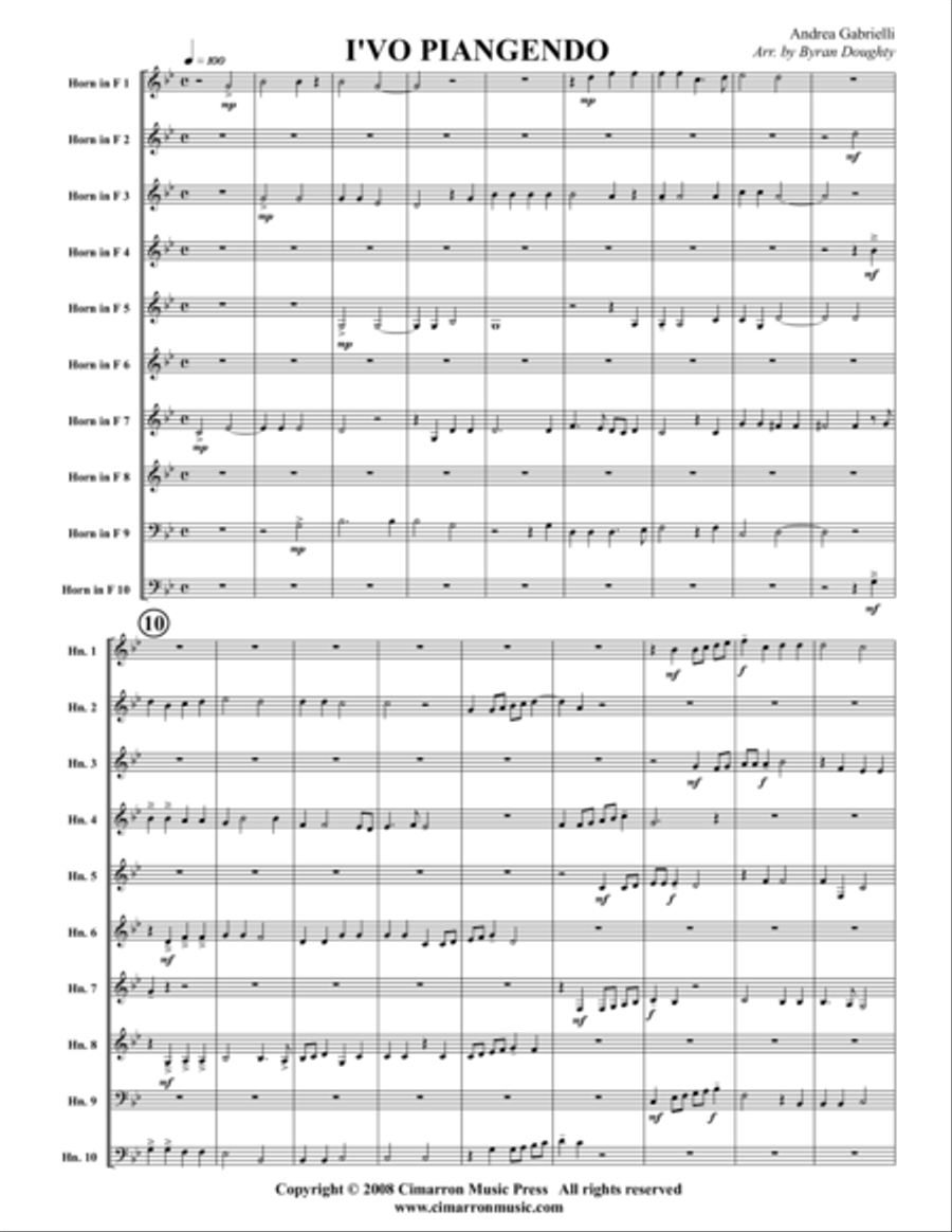 I'vo Piangendo Large Ensemble scores gallery preview page 1