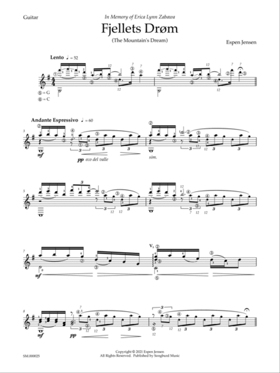 Fjellets Dröm (The Mountain's Dream) Acoustic Guitar scores gallery preview page 2