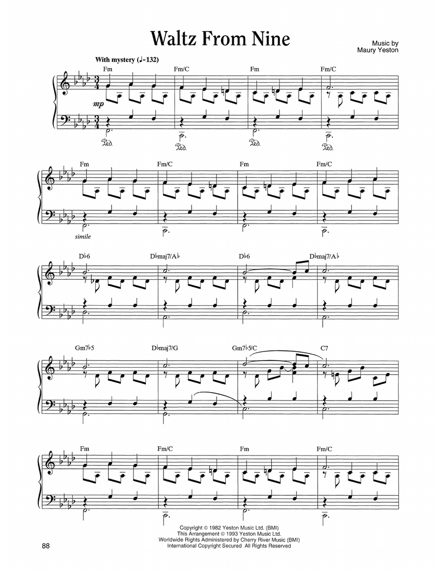 Waltz From Nine (from Nine) Piano Solo scores gallery preview page 1