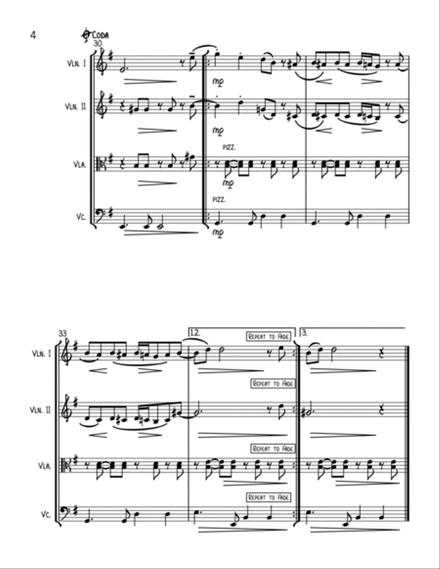 (sittin' On) The Dock Of The Bay String Quartet scores gallery preview page 4