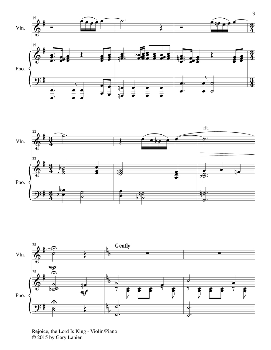 REJOICE, THE LORD IS KING (Duet – Violin and Piano/Score and Parts) Violin Solo scores gallery preview page 4