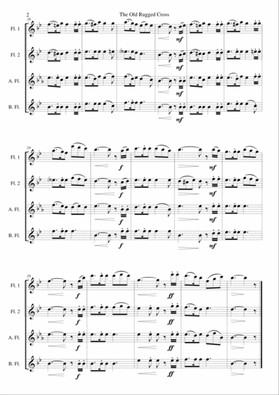 The Old Rugged Cross (original version) Flute Quartet Flute Quartet scores gallery preview page 2