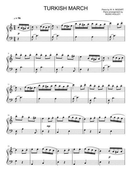 Mozart - Turkish March (easy piano sheet) image number null
