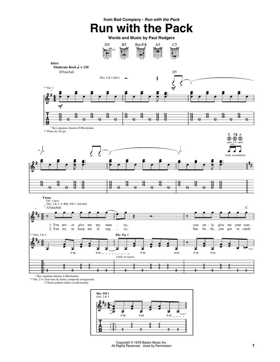 Run With The Pack Acoustic Guitar scores gallery preview page 1