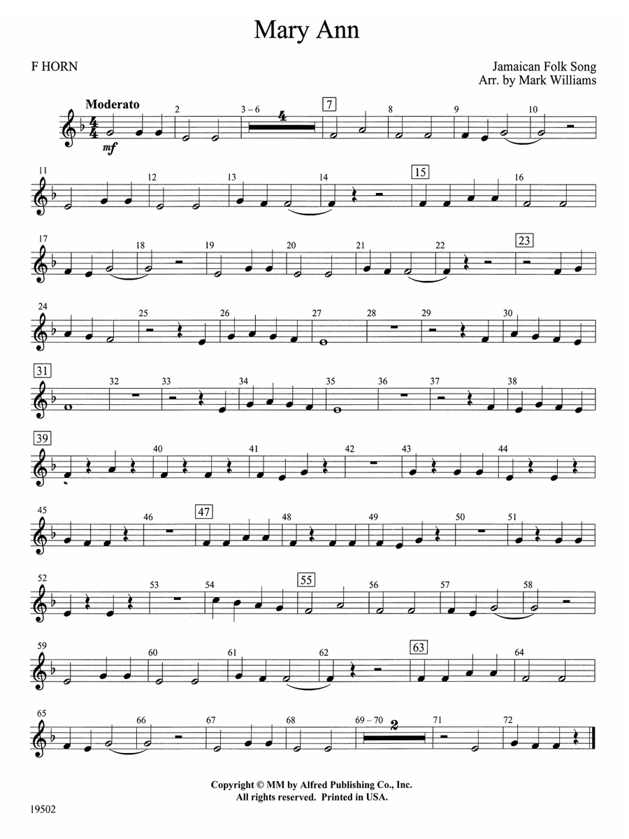 Mary Ann: 1st F Horn