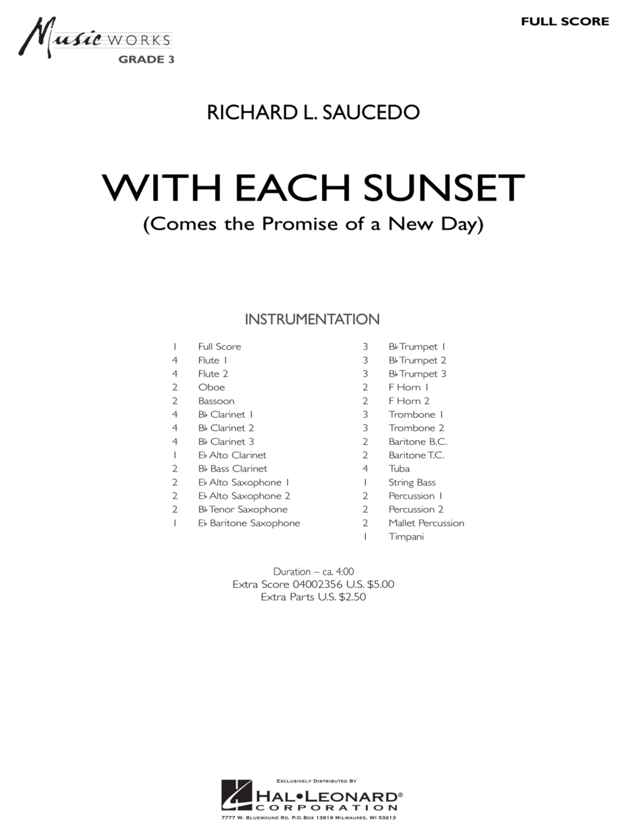 With Each Sunset (Comes the Promise of a New Day) - Full Score