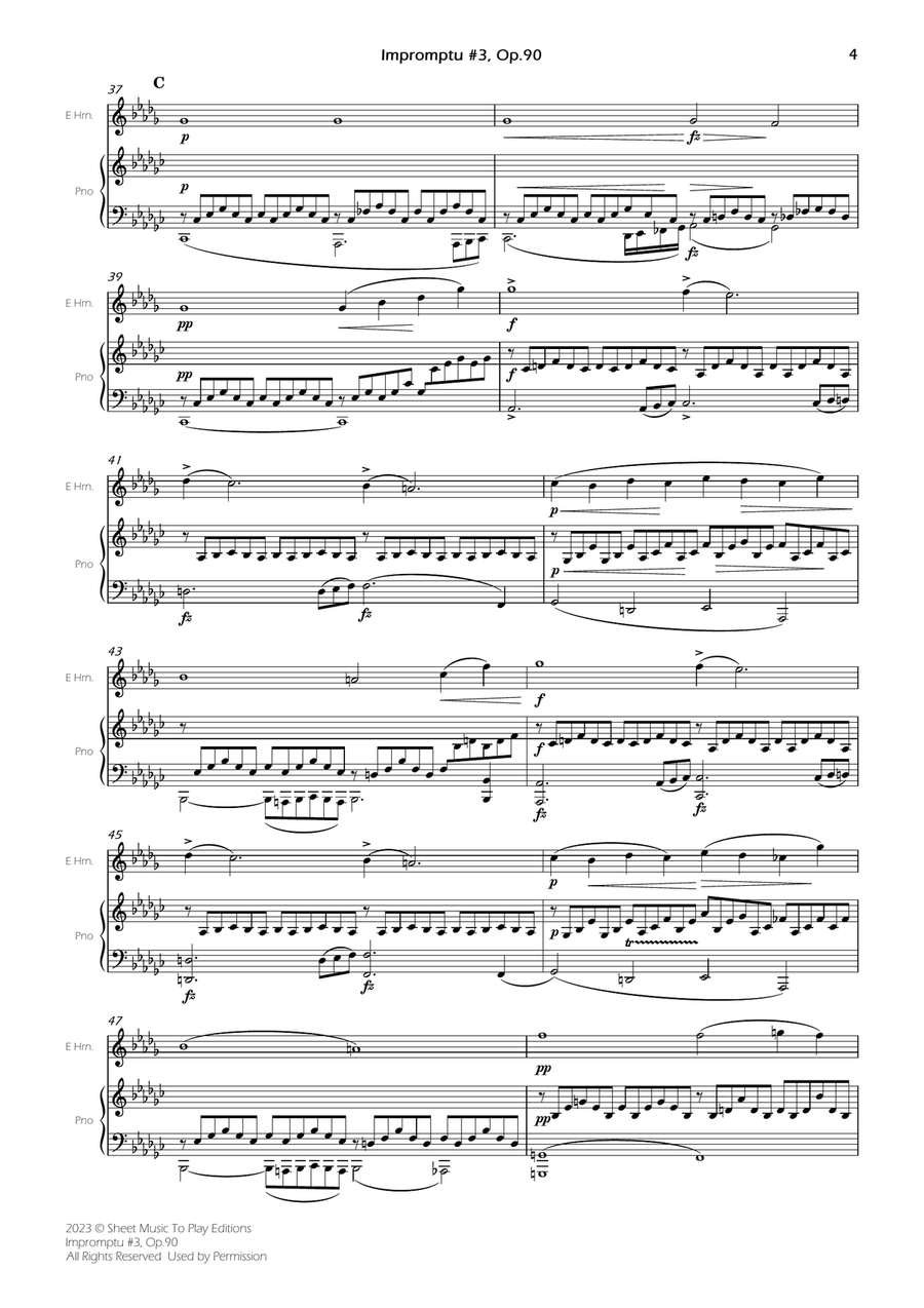 Impromptu No.3, Op.90 - English Horn and Piano (Full Score and Parts) English Horn scores gallery preview page 6