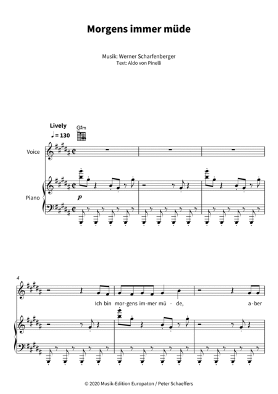Morgens immer müde Piano, Vocal, Guitar scores gallery preview page 3