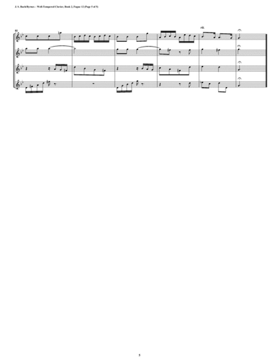 Fugue 13 from Well-Tempered Clavier, Book 1 (Flute Quartet) image number null
