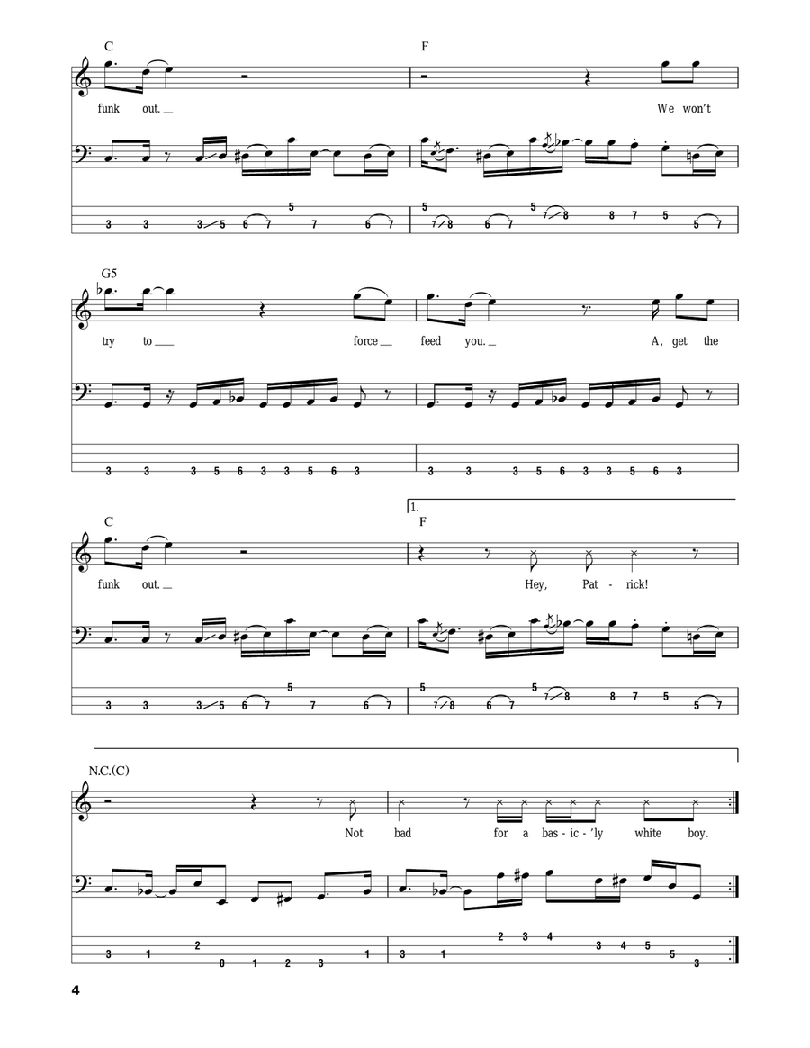 Get The Funk Out Bass Guitar Tablature scores gallery preview page 4