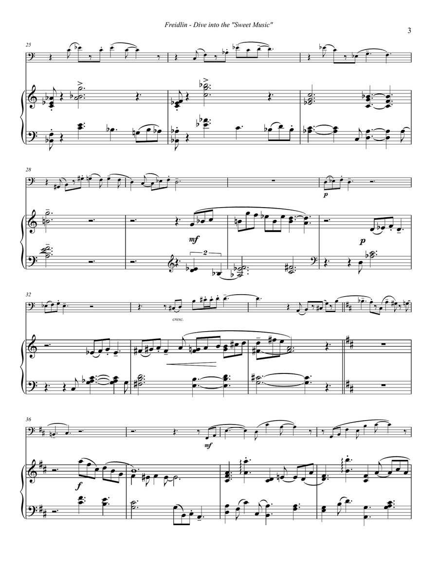 Dive Into The Sweet Music for Trombone and Piano Piano scores gallery preview page 3