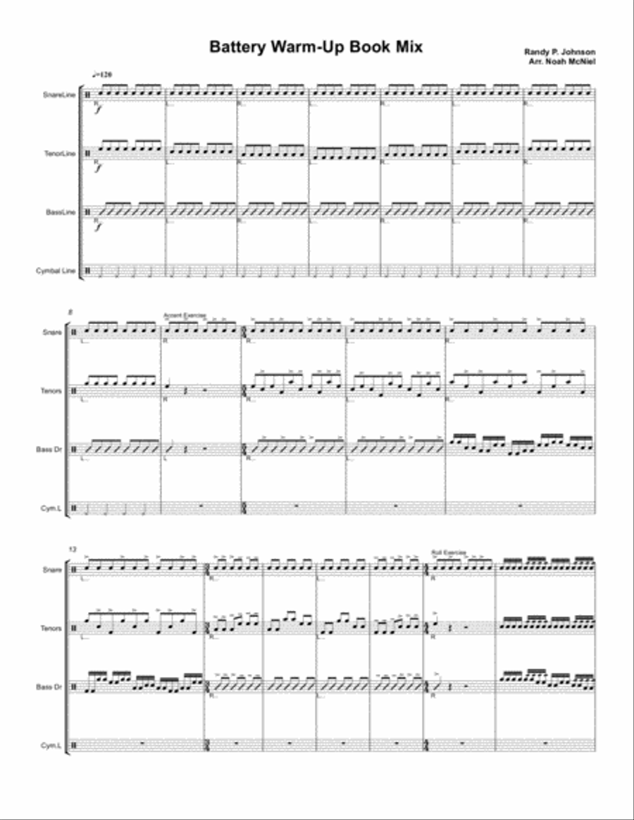 Battery warm-up Book Battery warm-up Book Drum Set scores gallery preview page 1