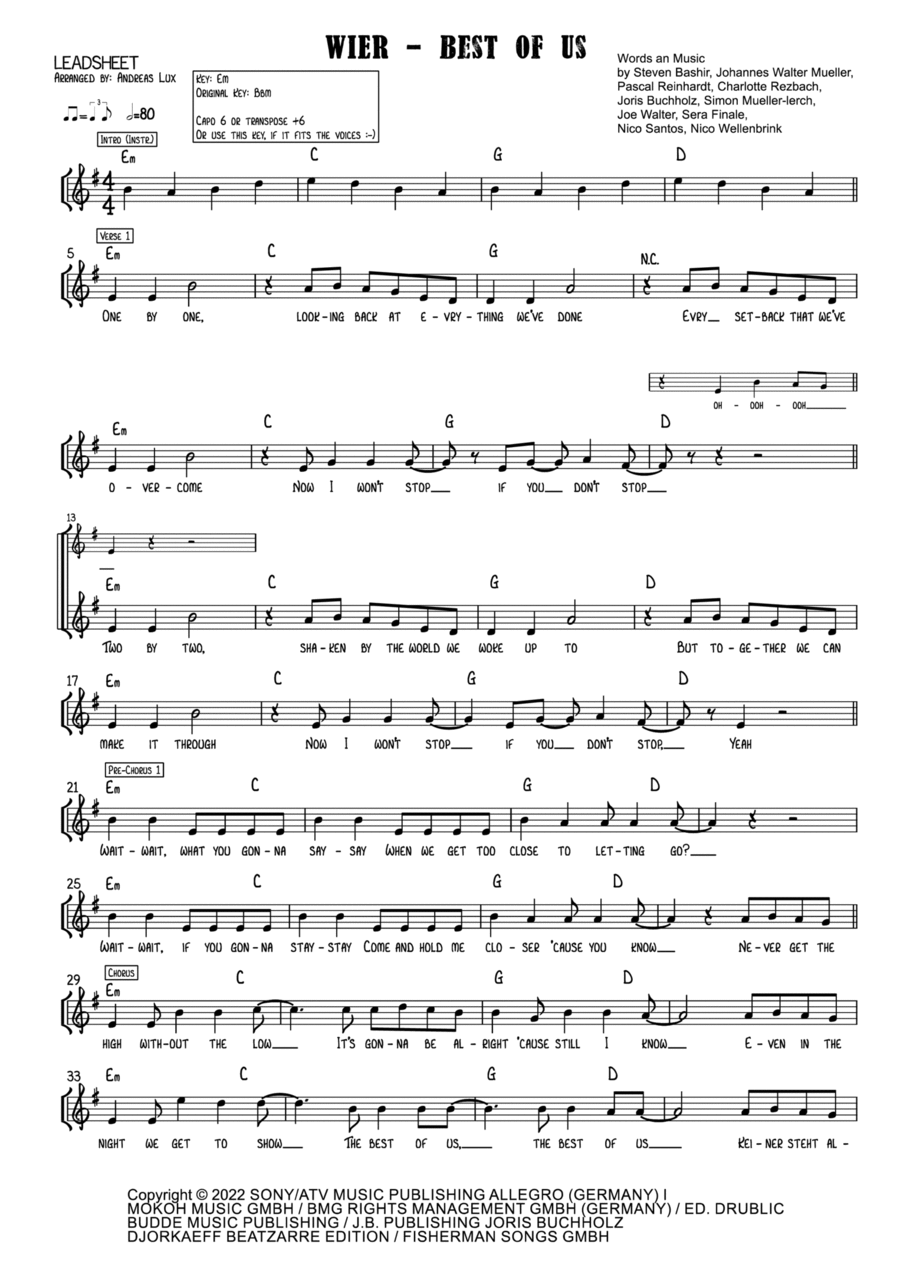 Best Of Us Piano scores gallery preview page 1