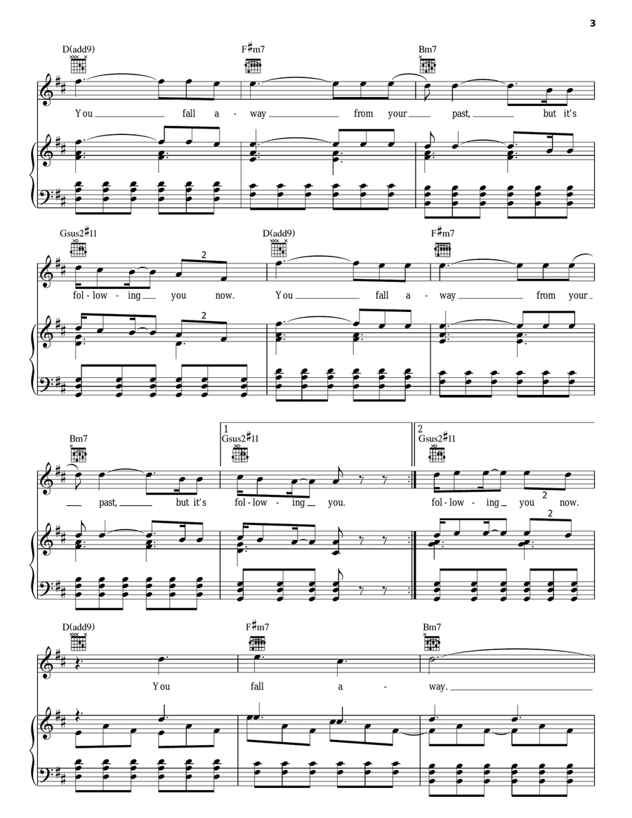 Fall Away Piano, Vocal, Guitar scores gallery preview page 3