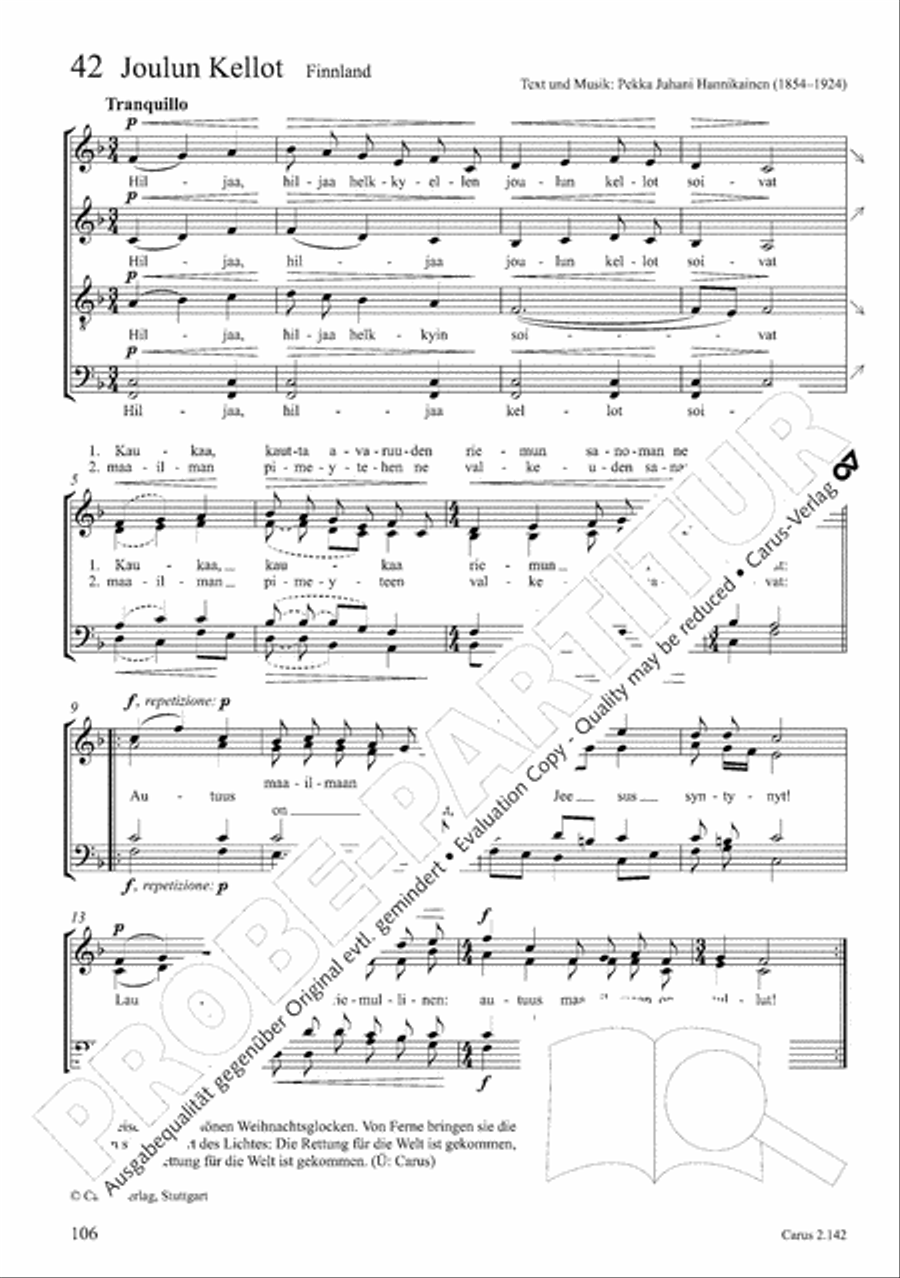 Christmas Carols of the World. Choral collection 4-Part scores gallery preview page 90