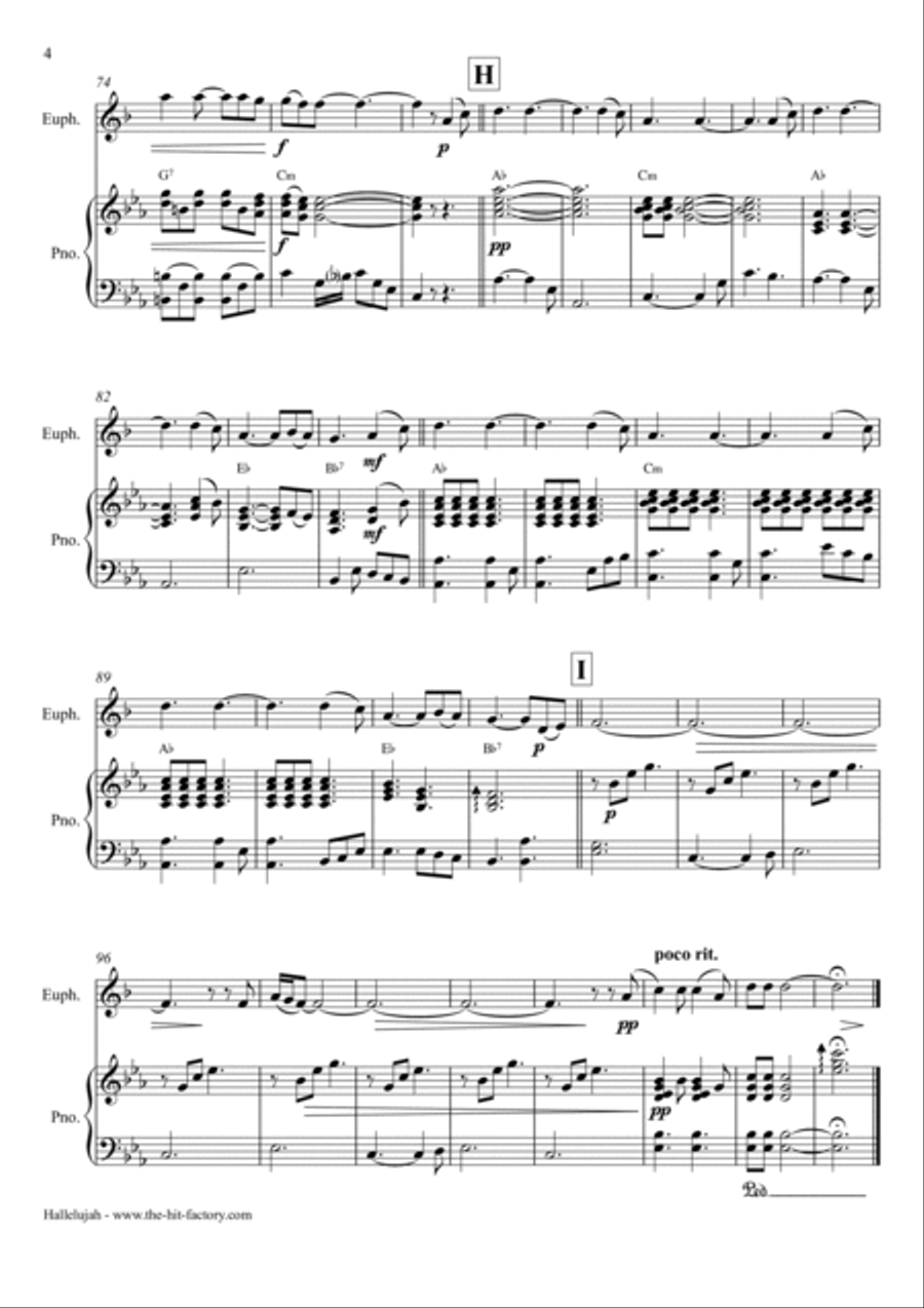 Hallelujah Euphonium scores gallery preview page 4