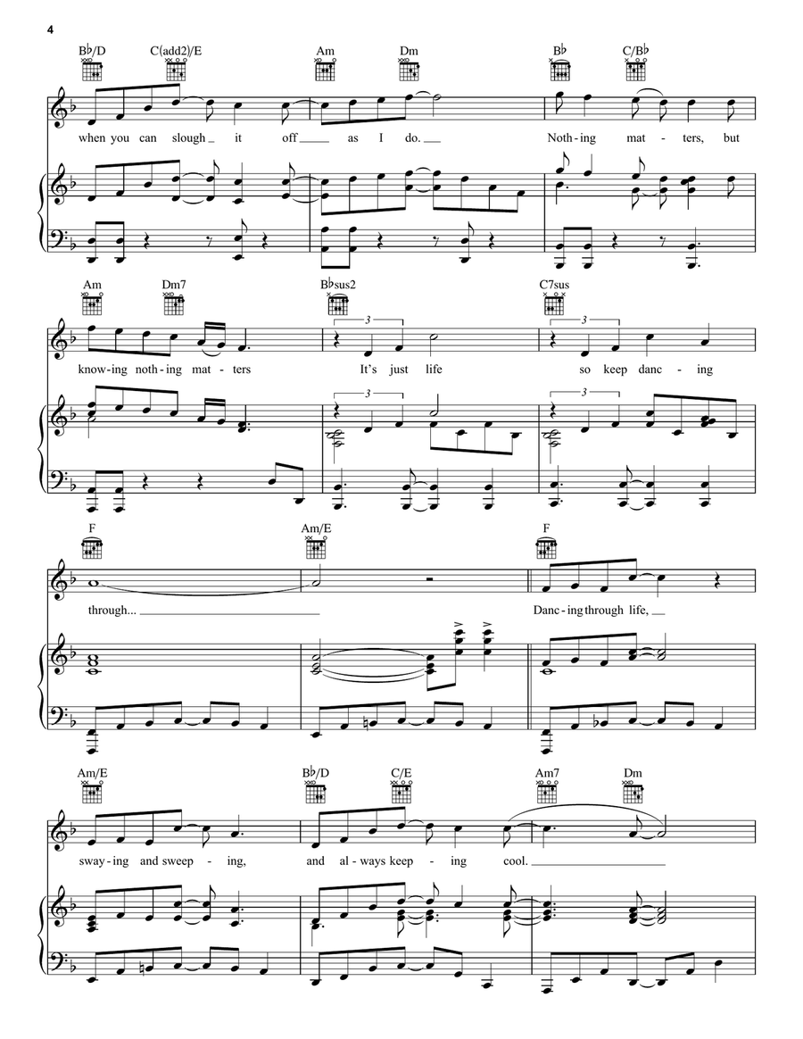 Dancing Through Life (from Wicked) Piano, Vocal, Guitar scores gallery preview page 4