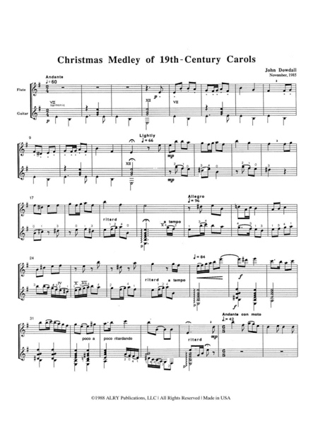 Christmas Medley of 19th Century Carols for Flute and Guitar