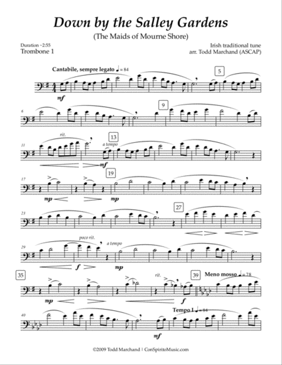 Down by the Salley Gardens - trombone quartet Brass Quartet scores gallery preview page 5