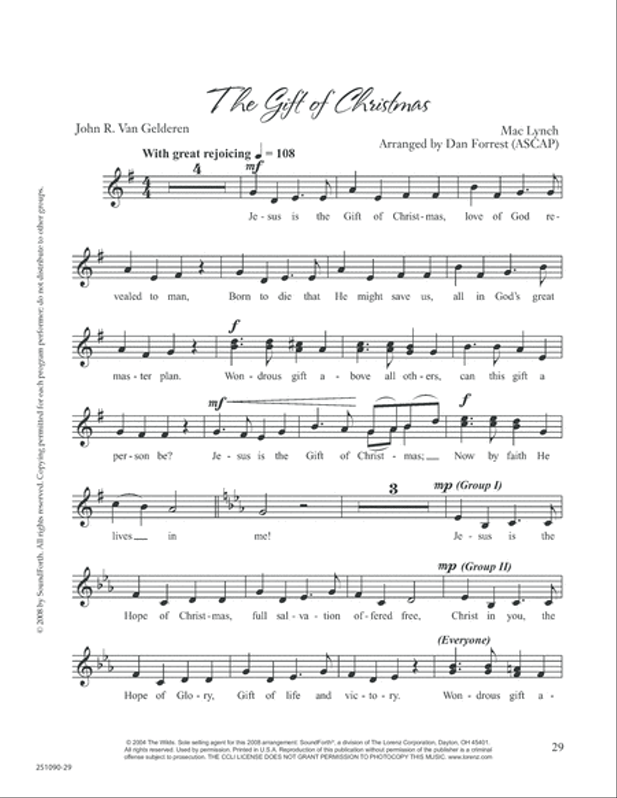 The Gift of Christmas Unison Choir scores gallery preview page 29