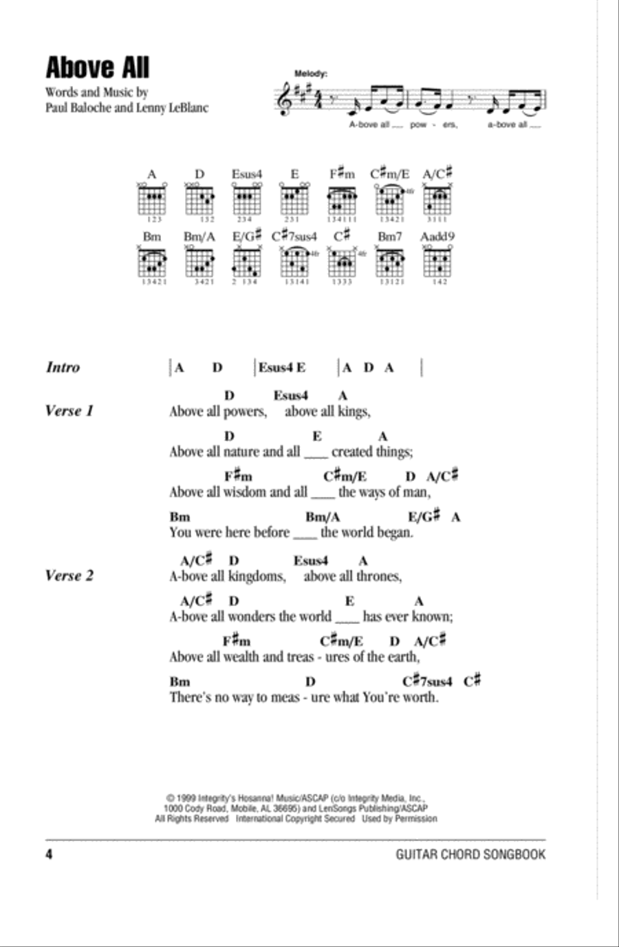 Above All Above All Acoustic Guitar scores gallery preview page 1