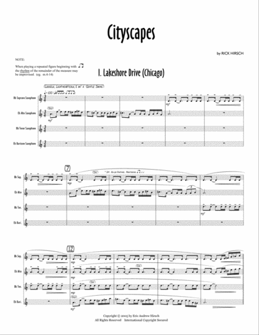 Cityscapes Woodwind Quartet scores gallery preview page 4
