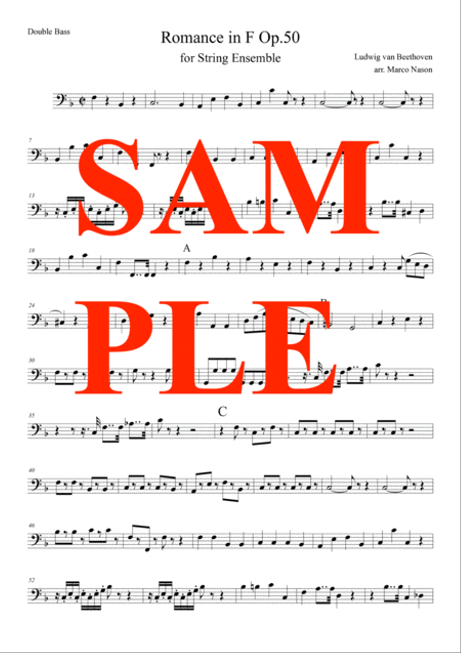 Beethoven Romance in F for violin and strings op.50 String Orchestra scores gallery preview page 5