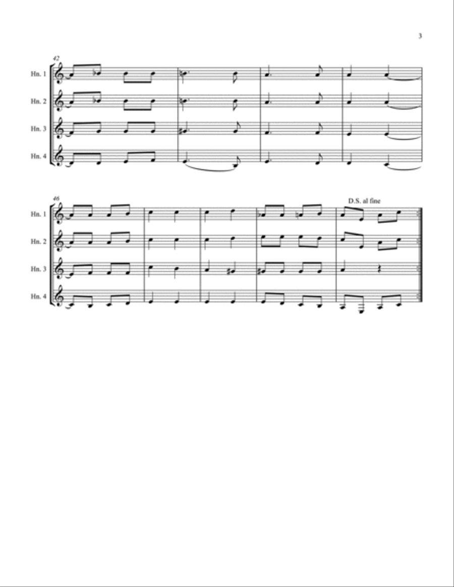 Hevenu Shalom Aleichem (We Bring You Tidings of Peace) for Horns Brass Ensemble scores gallery preview page 3