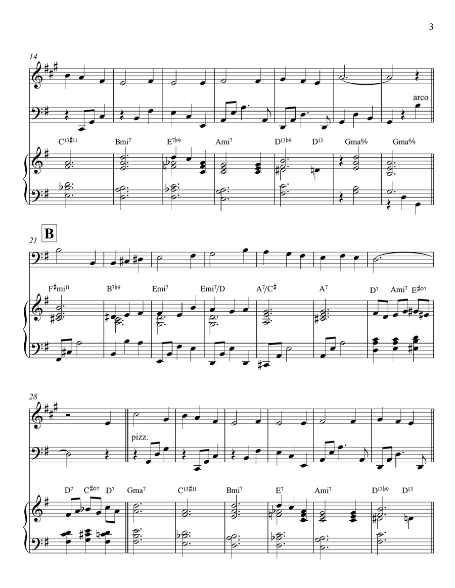 Christmas Carol Medley, for trumpet, cello, and piano Small Ensemble scores gallery preview page 3