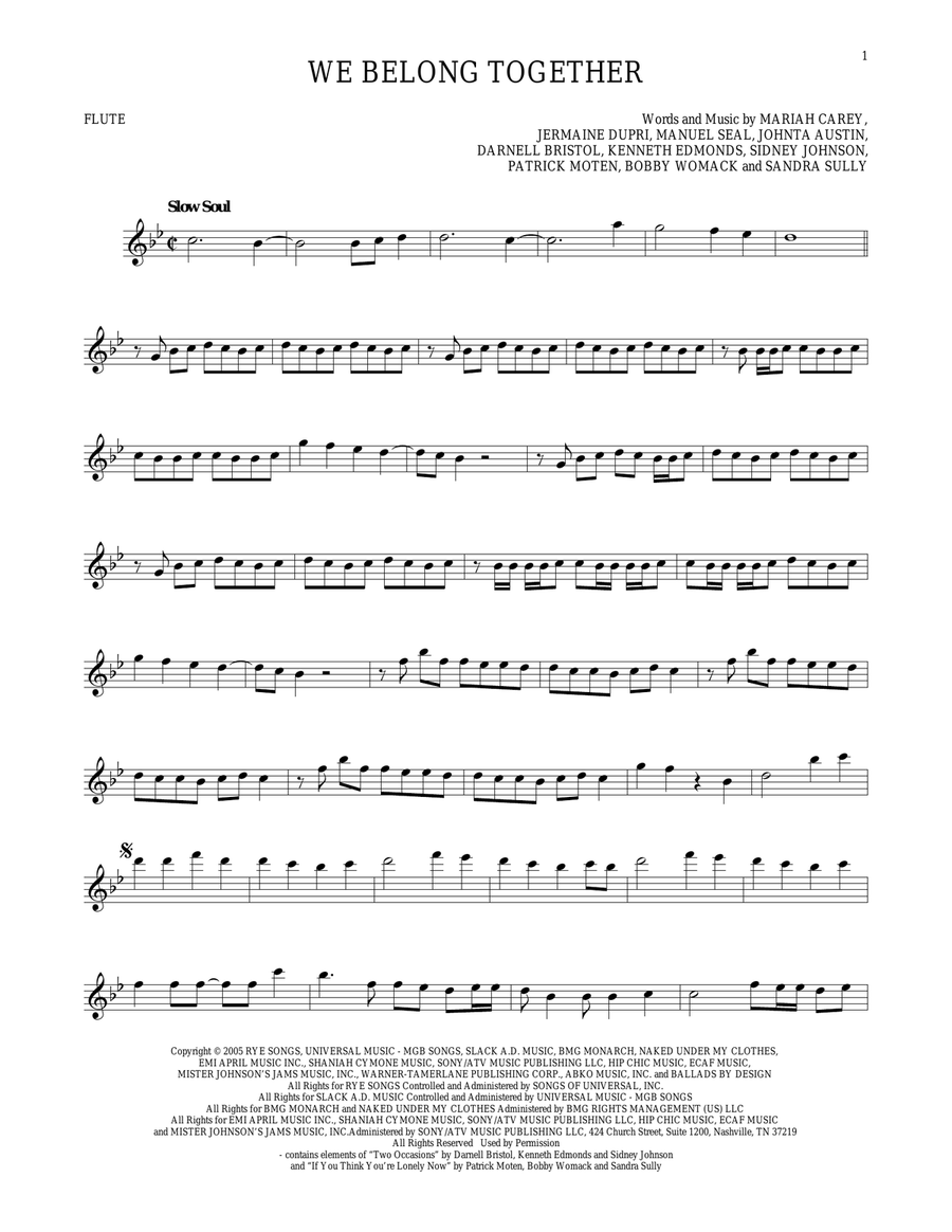 We Belong Together Flute Solo scores gallery preview page 1