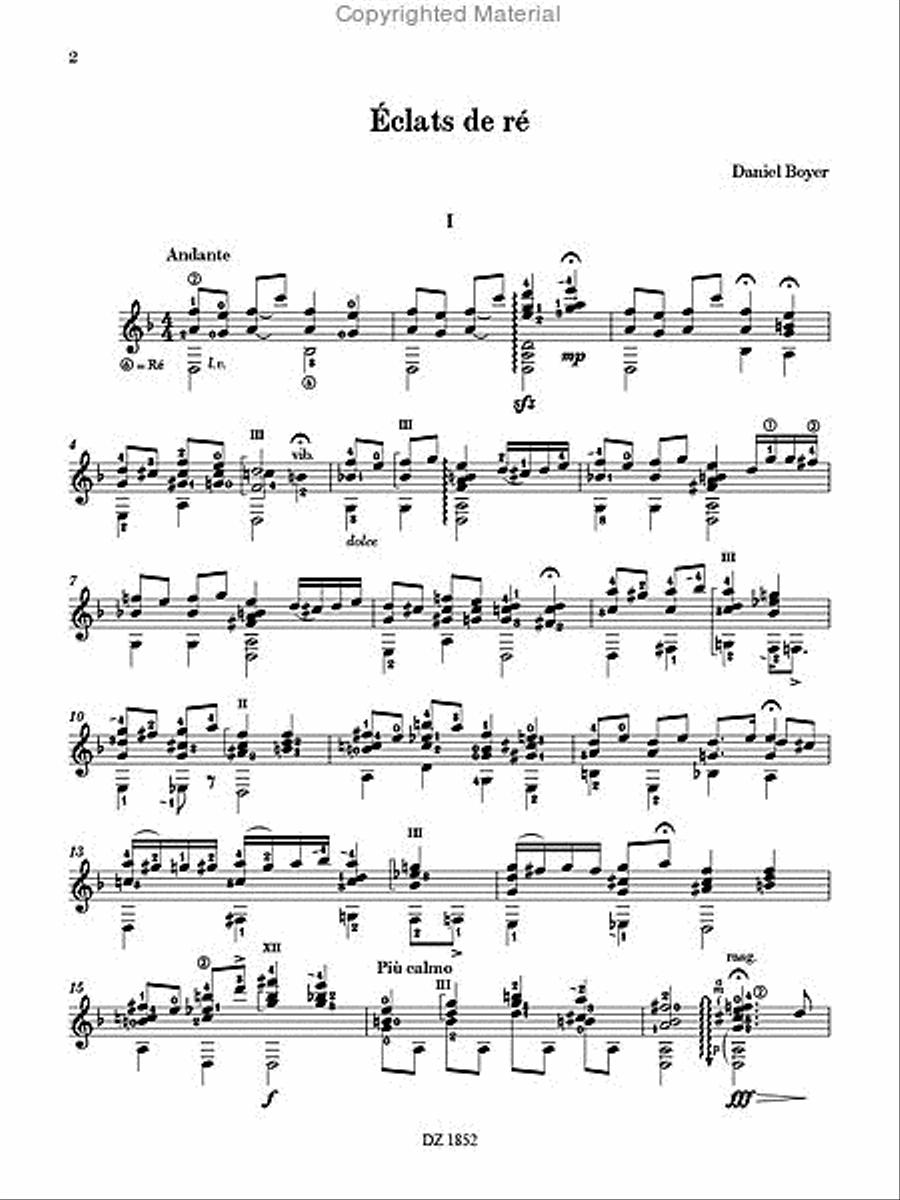 Éclats de Ré Classical Guitar scores gallery preview page 2