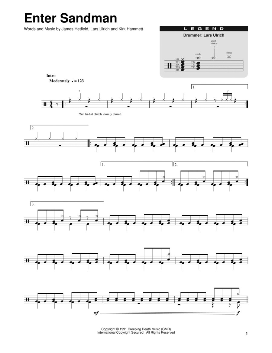 Enter Sandman Drum Set scores gallery preview page 1