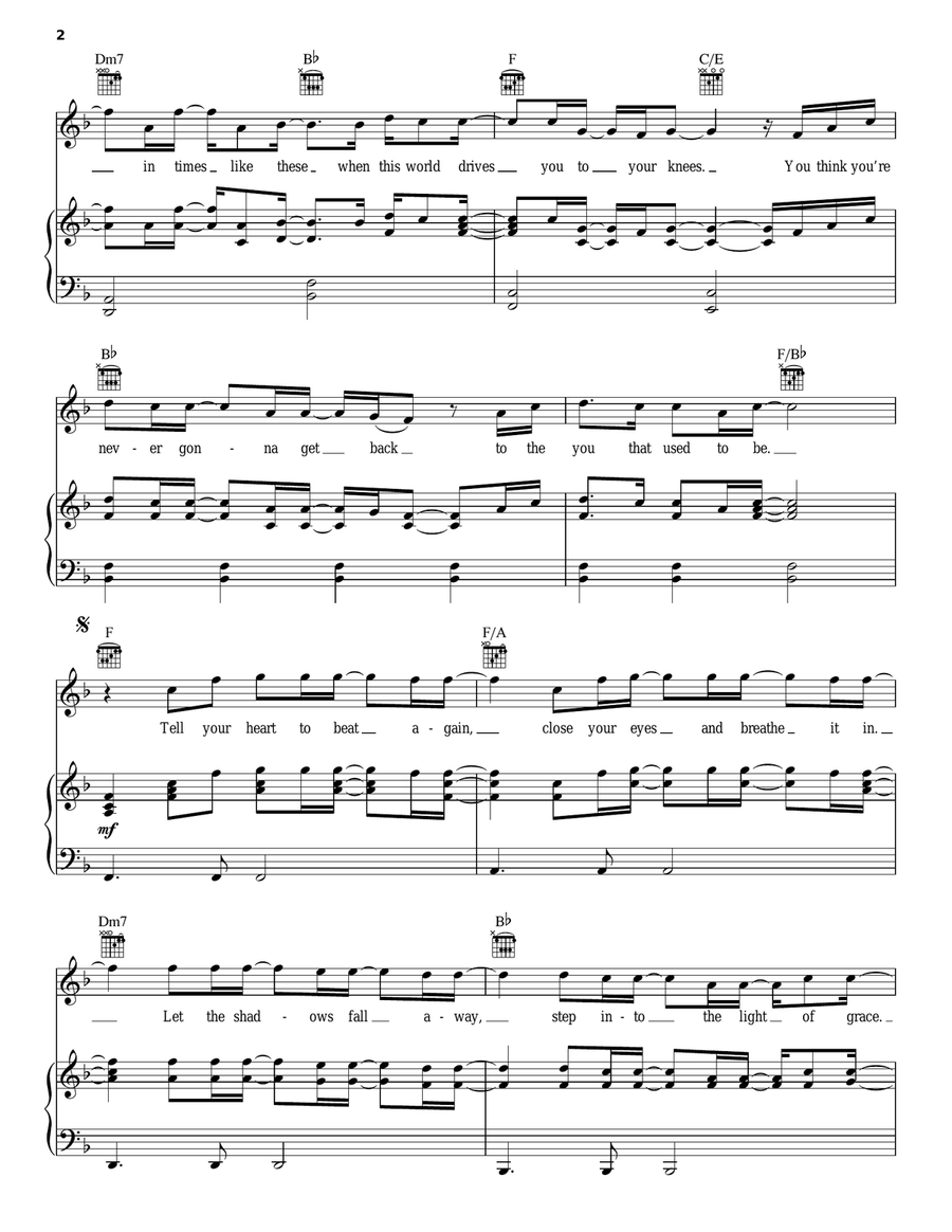 Tell Your Heart To Beat Again Piano, Vocal, Guitar scores gallery preview page 2
