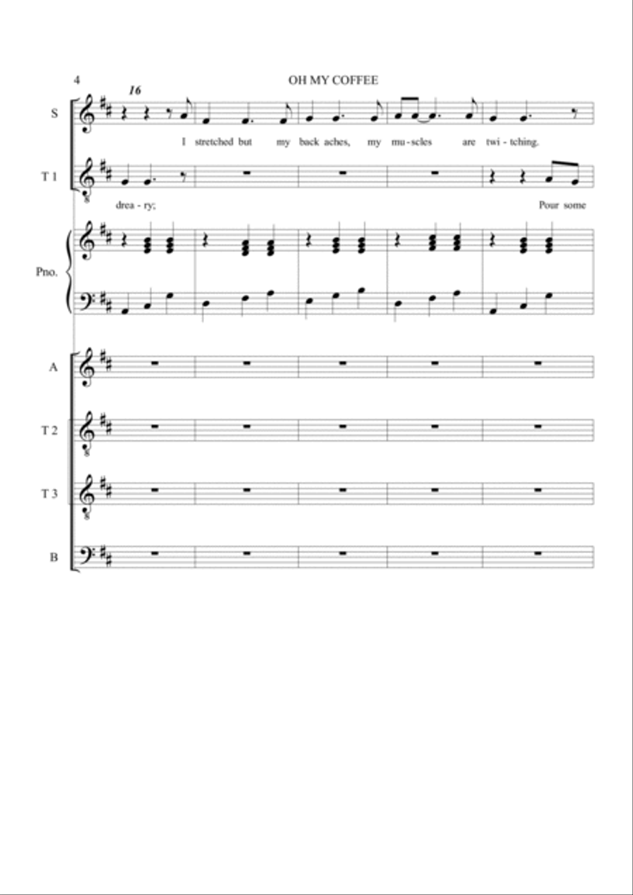 Oh My Coffee Tenor Voice scores gallery preview page 4
