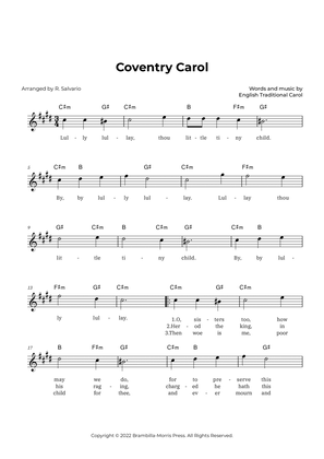 Coventry Carol (Key of C-Sharp Minor)