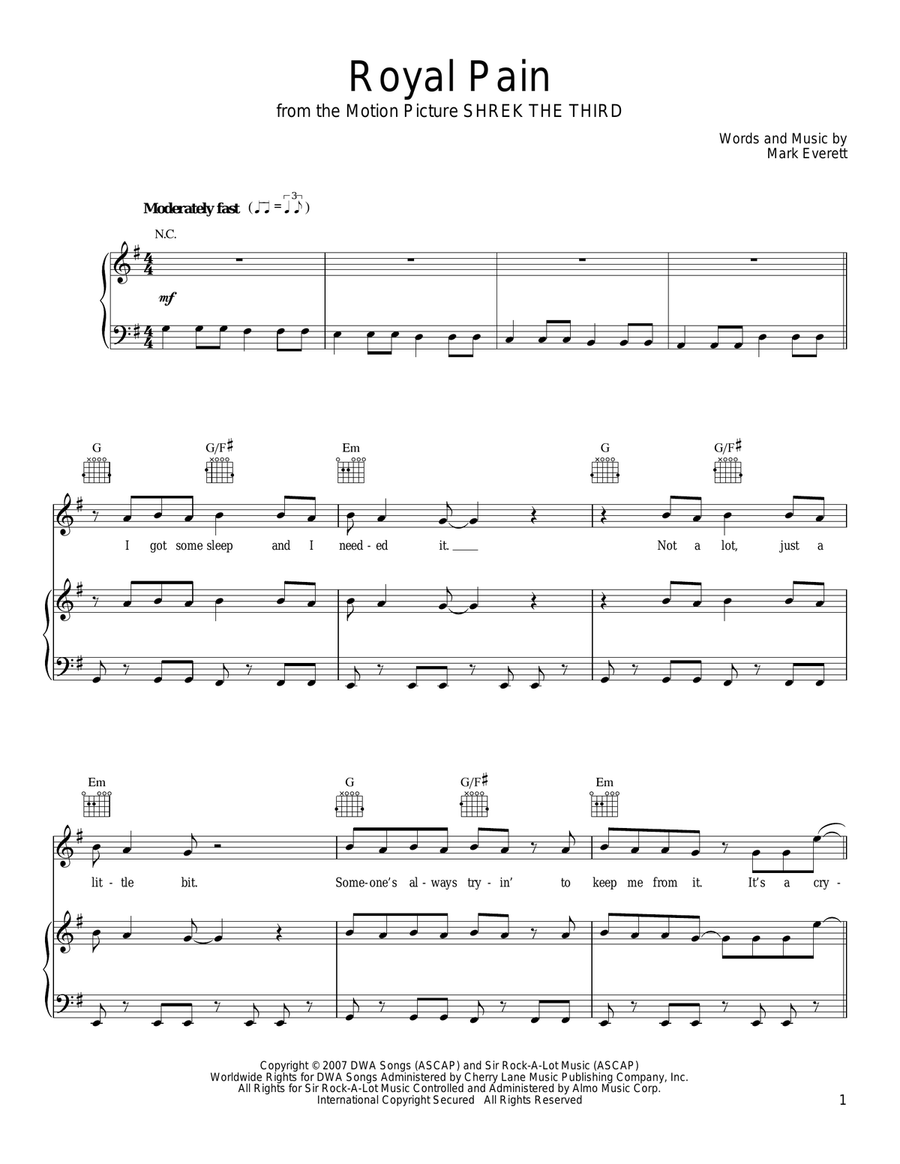 Royal Pain (from Shrek The Third) Acoustic Guitar scores gallery preview page 1