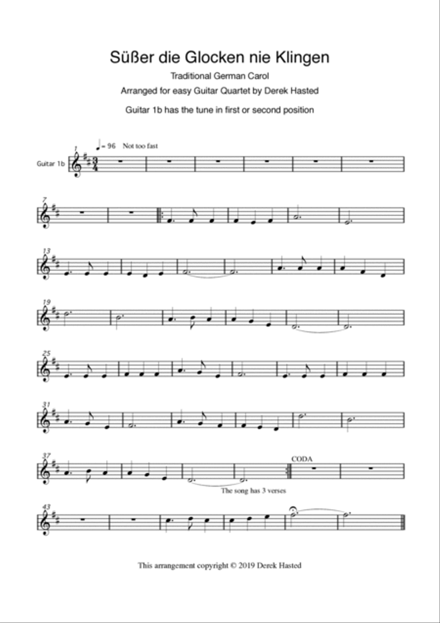 Suesser (Süßer) die Glocken nie Klingen - 4 guitars Guitar Ensemble scores gallery preview page 5